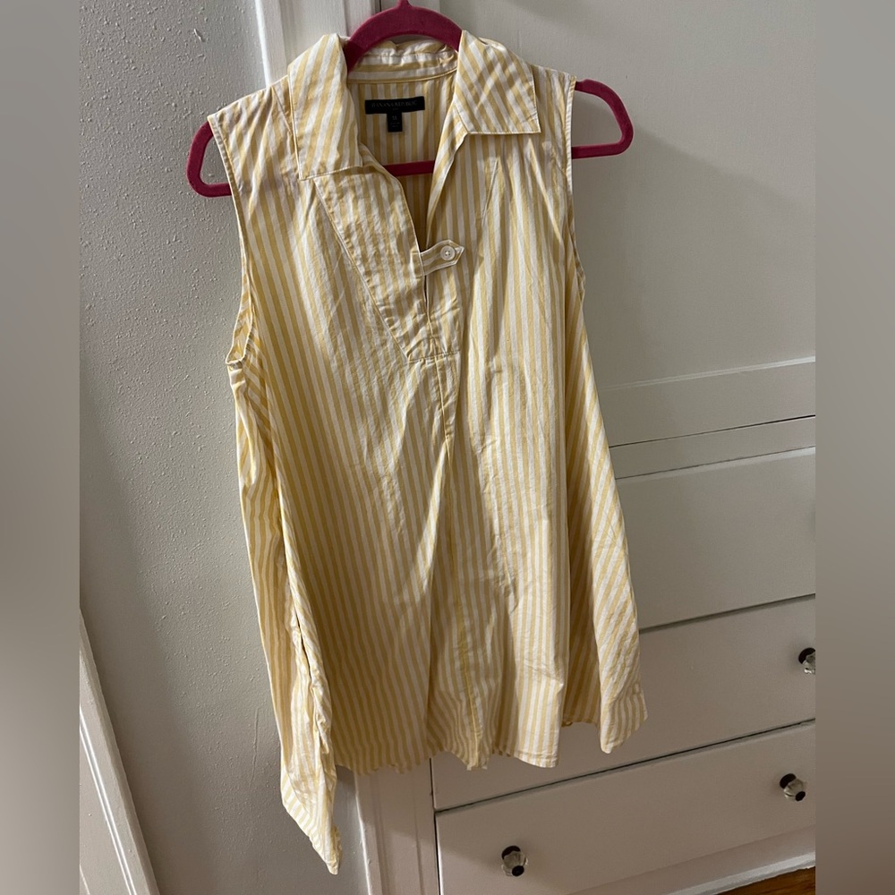 Yellow and white striped collar dress